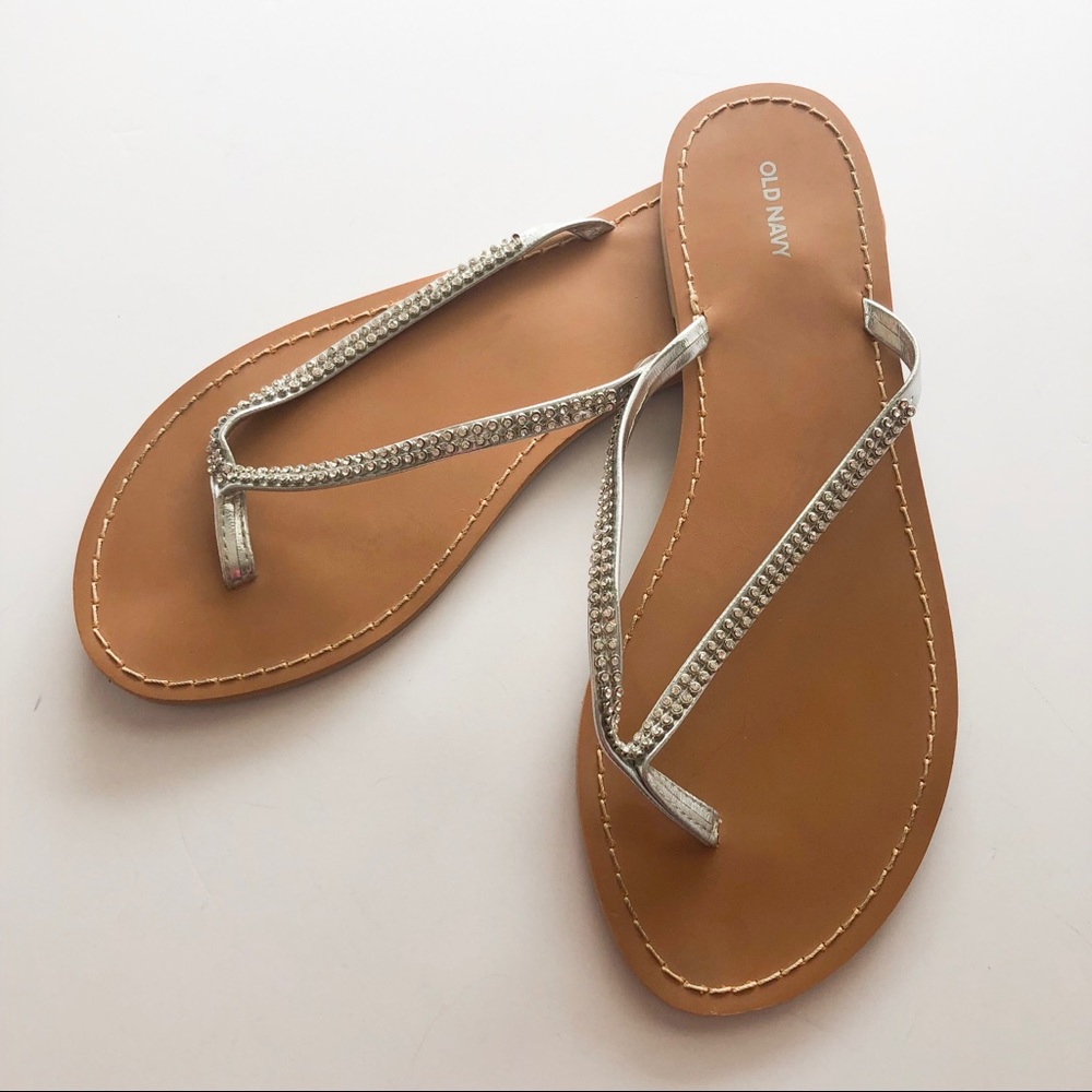 Old Navy Rhinestone Studded Flip Flops • Size